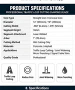 Professional Traffic Loop Cutting Diamond Blade – Straight & Concave Core 14–18 in - Image 3