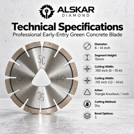 Professional Early-Entry Green Concrete Diamond Blade 6–14 in