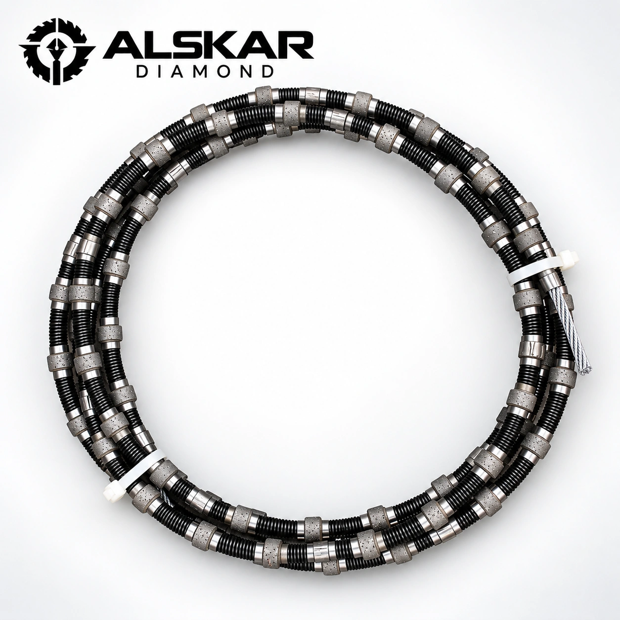 ALSKAR Marble Quarry Diamond Wire Saw, 10.5 mm, 28 beads per meter, spring assembly
