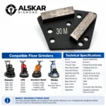 Trapezoid Bolt-On Double Bar Diamond Grinding Shoes for Concrete Floors - Image 2