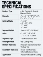 Professional J-Slot Porcelain & Ceramic Diamond Blade 4–14 in - Image 3