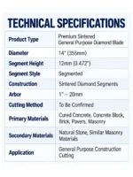 Premium Sintered General Purpose Diamond Blade 14 in - Image 3