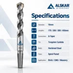 A-Taper Tungsten Carbide Masonry Pilot Drill Bits – 10mm - Image 6