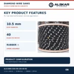 Heavily Reinforced Concrete Diamond Wire Saw – 10.5mm, 40 Beads/m - Image 4