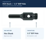 Hex Shank Diamond Core Bit Adapters – BSP, 5/8"-11 & Metric Connections - Image 4